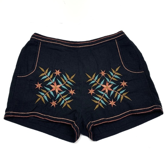 American Eagle Outfitters Pants - American Eagle Black Embroidered Boho Shorts